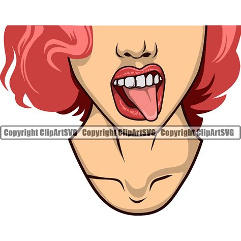 Sexy Woman Sticking Tongue Out Lip Gloss Mouth Female Girl Etsy