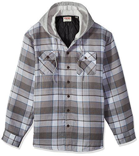 Buy Mens Long Sleeve Quilted Lined Flannel Shirt Jacket With Hood
