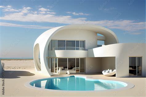 Luxury Residential Minimalist Villa Modern Architecture With Rounded