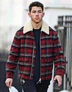 Nick Jonas Street Style Plaid Jacket Nick Jonas Shearling Jacket