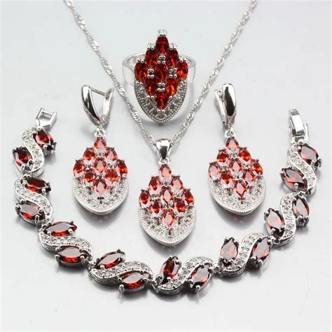 Manny Wonderful Rhodolite Red Jewelry Sets For Women Sterling