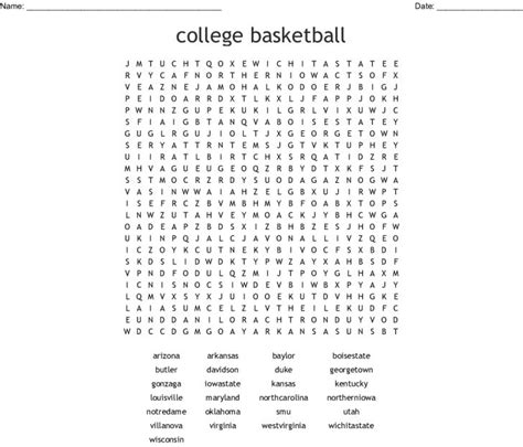 College Basketball Word Search Wordmint Word Search Printable