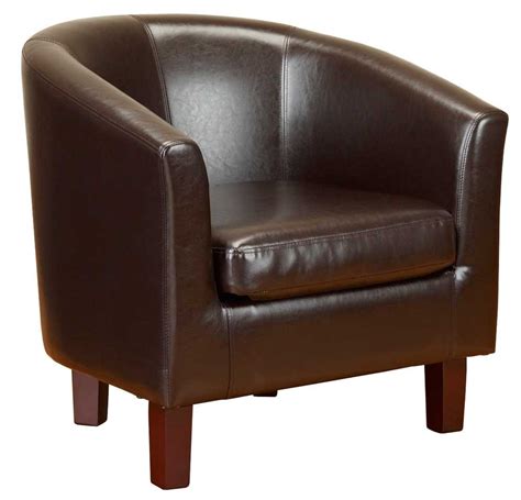 Pu Leather Tub Chair In Brown