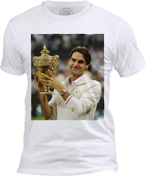 Mens T Shirt Round Neck Grand Slam Trophy Champion Roger Federer