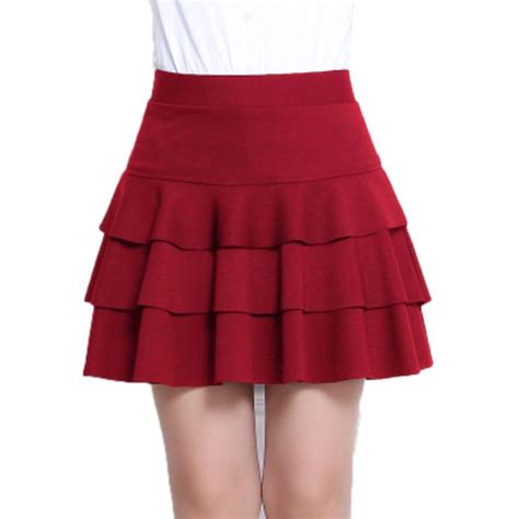 Cyose High Waist Mini Skirt 3 Layers Ruffle Skirts Womens Summer Lined Short A Line Womens