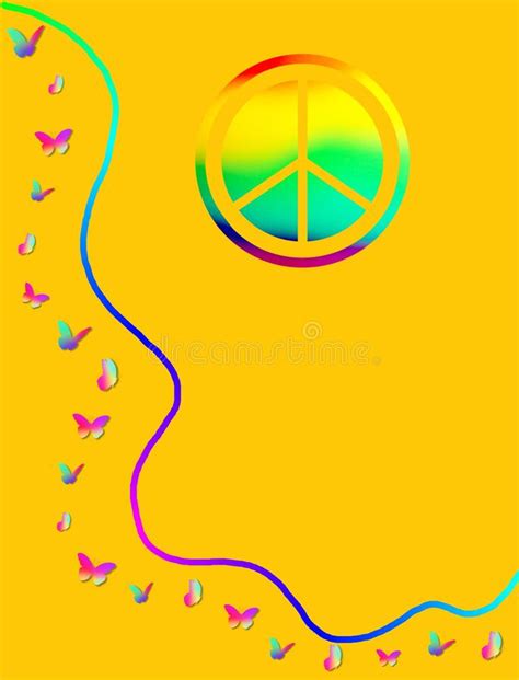 Psychedelic Background With Rainbow And Peace Symbol Stock Illustration