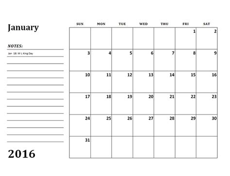 2016 Monthly Calendar Template 03 Free Printable Templates