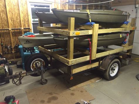 5x8 Utility Trailer Converted Into Kayak Carrier Used 4x4 And 2x4 For