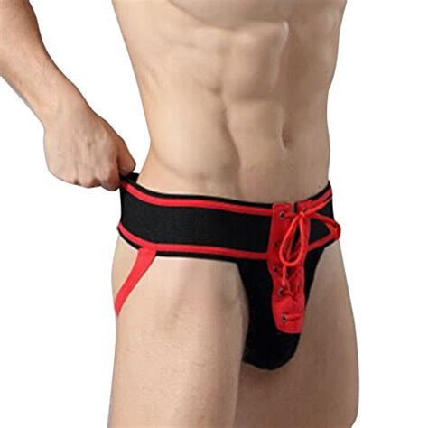yizyif men s underwear jock strap front lacing backless sports g string briefs black small