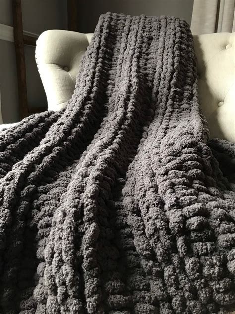 Chunky Blanket Gray Throw Soft Blanket Gray Knitted Etsy
