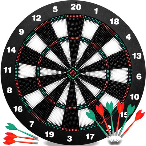 Safety Darts And Kids Dart Board Set 16 Inch Rubber Dart Board With 9