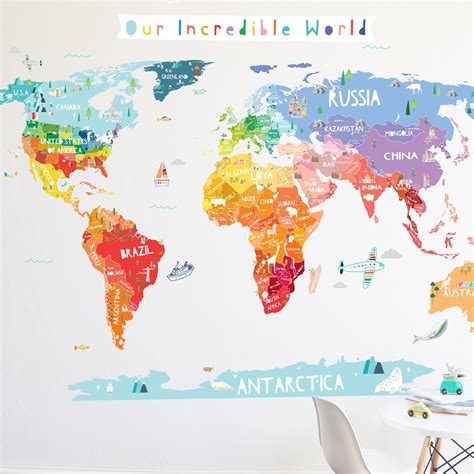 Our Incredible World Die Cut World Map Wall Decal With Personalization