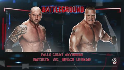 Wwe 2k15 Batista Vs Brock Lesnar Falls Count Anywhere Match Youtube