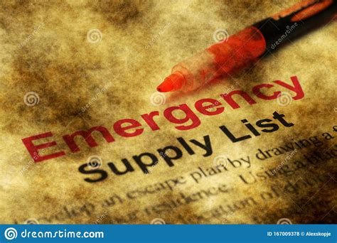 Emergency Supply List Grunge Concept Stock Photo Image Of Concept