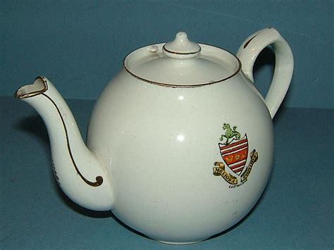 Victorian Carlton Ware Crested China Teapot For Gowland Brothers