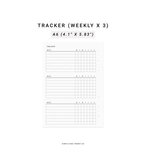 Habit Tracker Printable A6 Inserts Habit Tracking Goal Etsy
