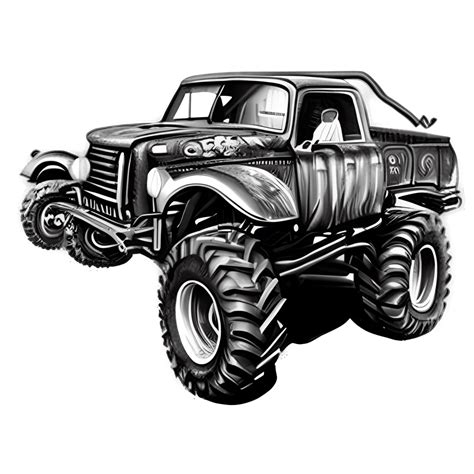 Super Realistic Monster Truck Sketch · Creative Fabrica