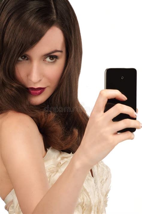 Beautiful Woman Taking A Selfie With Smartphone Stock Image Image Of Enjoying Selfie 47319115