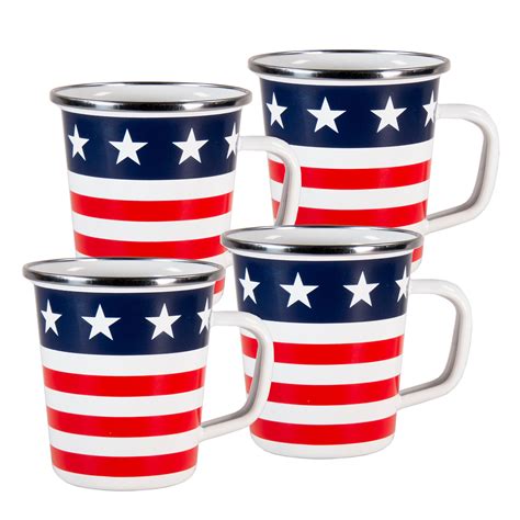 Ss66s4 Set Of 4 16 Oz Latte Mugs Stars And Stripes Design Upc