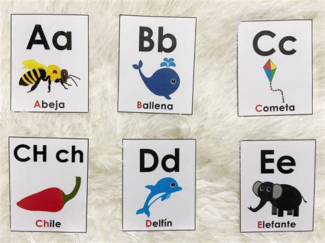 Spanish Alphabet Flash Cards Printable Alphabet Picture Etsy