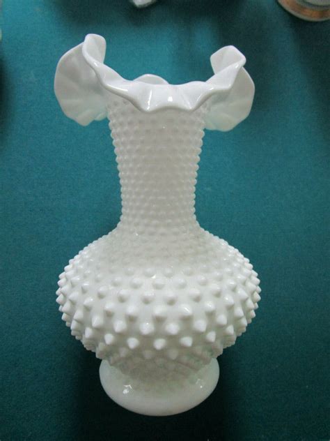 Fenton Large Ruffled Hobnail White Milk Glass Vase E O Brody Mj 43 Pick One Ebay