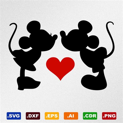 Mickey Minnie Kissing Svg Dxf Eps Ai Cdr Vector Files For Etsy