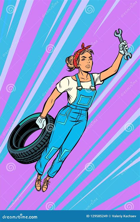 Woman Mechanic Worker With Overalls Cartoon Vector CartoonDealer