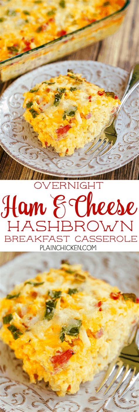 To get through the holidays stress free, i make sure to overnight egg casserole. Ham & Cheese Hash Brown Breakfast Casserole - Plain Chicken