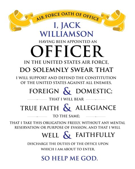 Military Officers Oath Of Office Air Force Oath Of Etsy Denmark