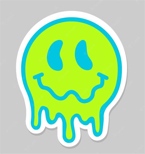 Premium Vector Trippy Psychedelic Sticker Melting Smiling Face