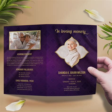 Purple Funeral Program Template Word Funeral Program Template Funeral