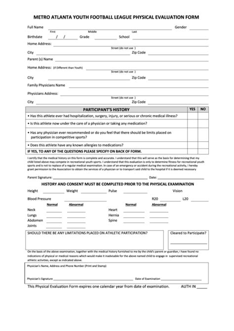 Top 6 Youth Sports Physical Form Templates Free To Download In Pdf Format