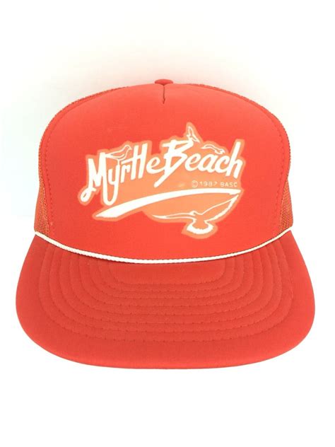 Vintage Myrtle Beach Hat Mesh Cap Logo Rope Snapback 87 Baseball