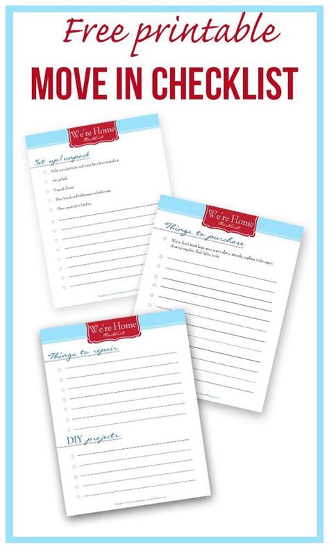 New Home Printable Checklist Free Download Printable