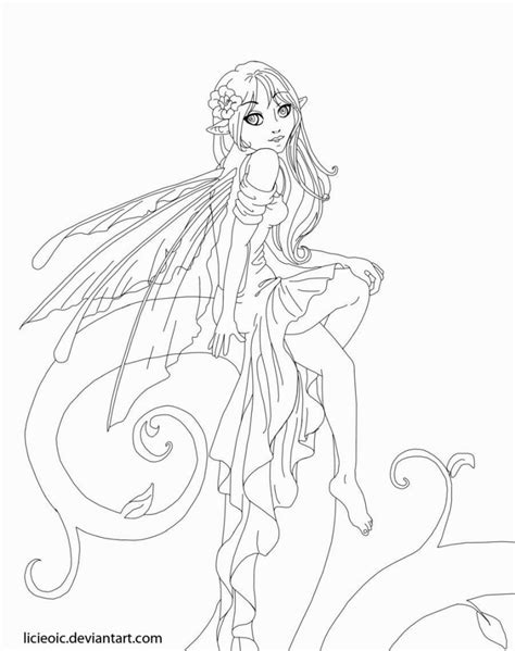 Anime Fairy Coloring Pages Free Worksheet