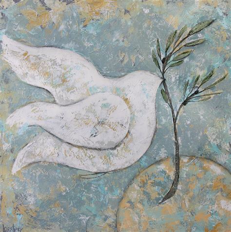 Peace Dove Painting Abstract Art Canvas Print Etsy