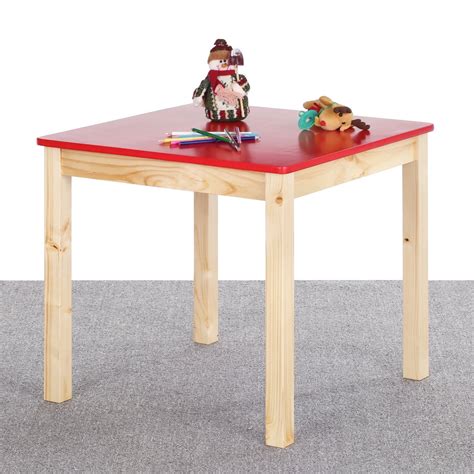 Ikayaa Cute Wooden Kids Table Solid Pine Wood Square Toddler Children