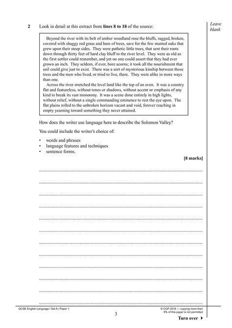 Aqa Paper 1 Question 5 Past Papers Gcse English Language Tuitionkit