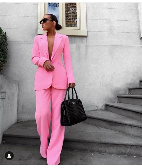 Light Pink Suit Set In 2020 Pantsuits For Women Pink Suit Fashion