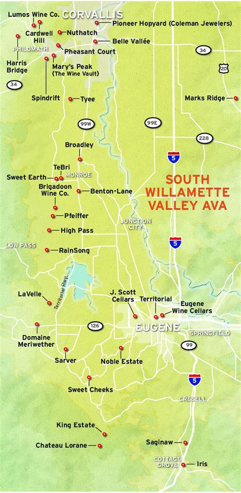 2013 Spring Wine Guide South Willamette Valley Map