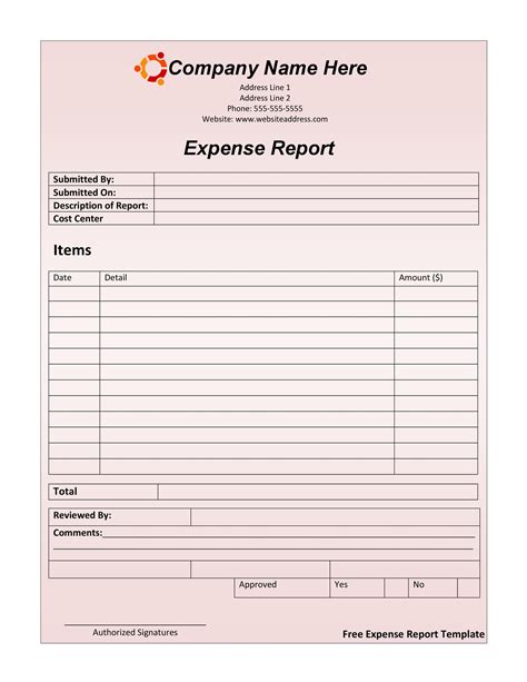 Free Printable Expense Report | Expense Report Template | DocTemplates
