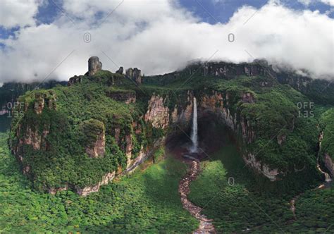 Panoramic Aerial View Of Angel Falls Venezuela Stock Photo Offset