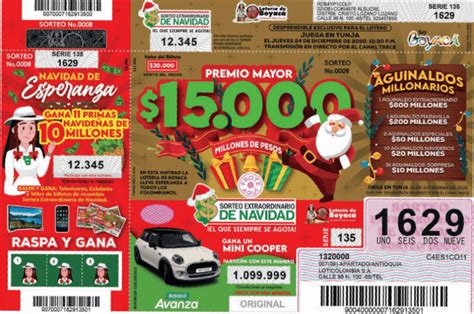 La lotería de boyacá sabe que muchos colombianos sueñan con ser millonarios. Sorteo Extraordinario de navidad del 24 de Diciembre 2020 ...