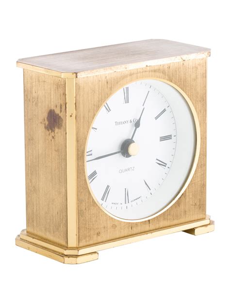 Tiffany And Co Mid Century Modern Brass Desk Clock Black Decorative