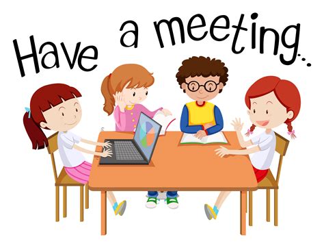 Wordcard For Have A Meeting With People On The Table 303045 Vector Art