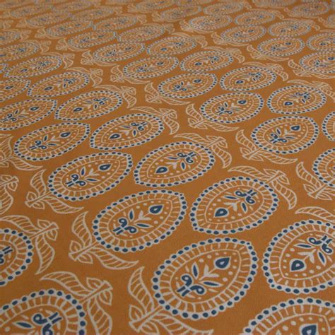 Ochre Block Print Fabric Livingstone Textiles Furnishing Fabrics