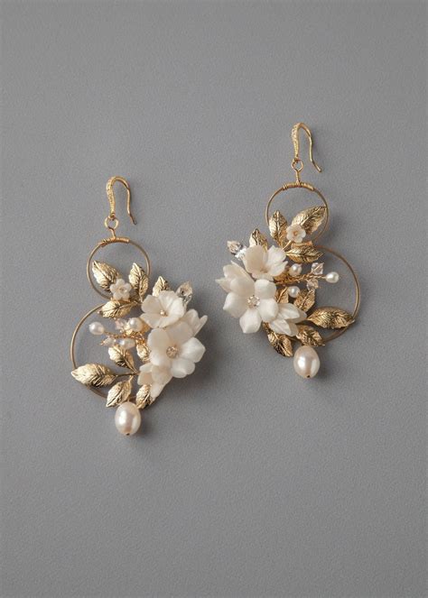Flower Bridal Earrings For A Brides Wedding Day Floral Etsy