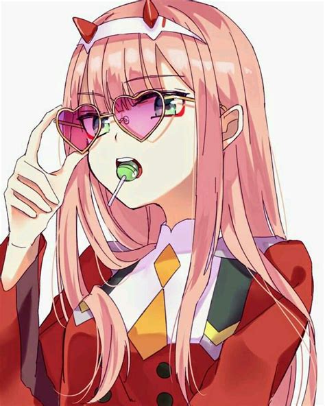 Zero Two Anime Girl With Pink Hair And Horns