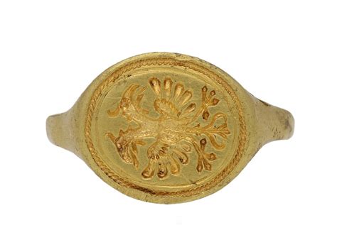 Medieval Signet Ring With Double Headed Eagle Circa 15th 16th Century