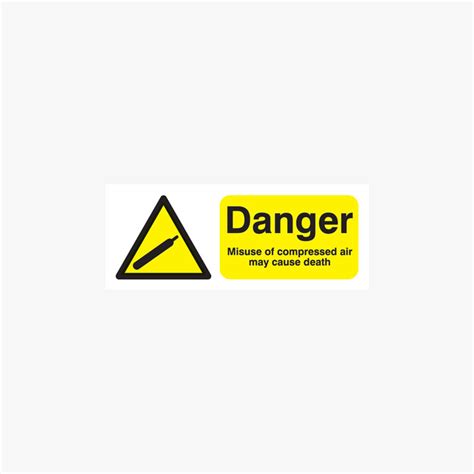 Danger Misuse Of Compressed Air Self Adhesive Signs 250 Mm X 100 Mm